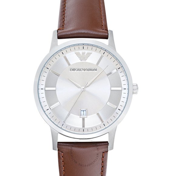 Emporio Armani Mens Brown Leather Strap Watch